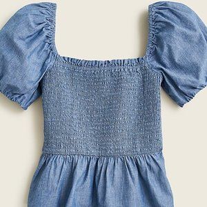 J.Crew Squareneck smocked chambray top